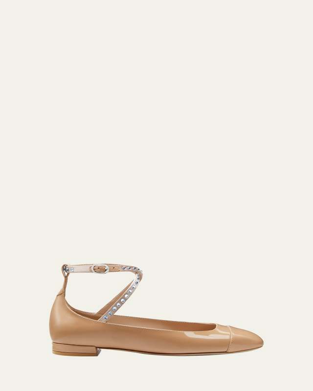Eden Embellished Patent Crisscross Ballerina Flats